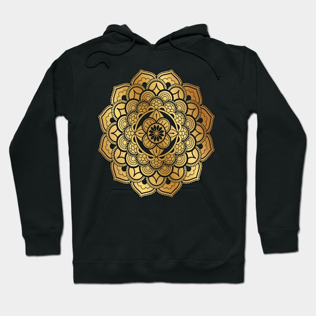 Gold Elegant Mandala Hoodie by TiiShop